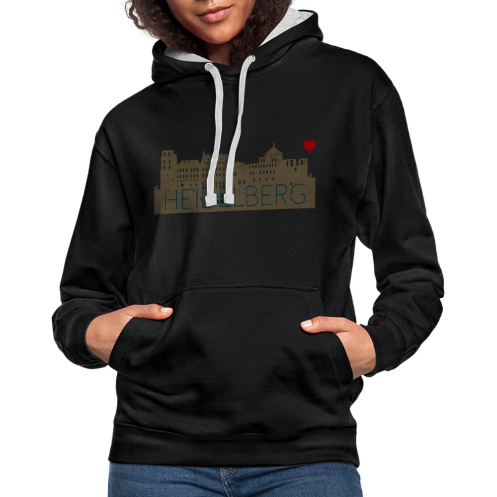 UNISEX HOODIE - HEIDELBERGER SCHLOSS DARK - Schwarz/Grau meliert