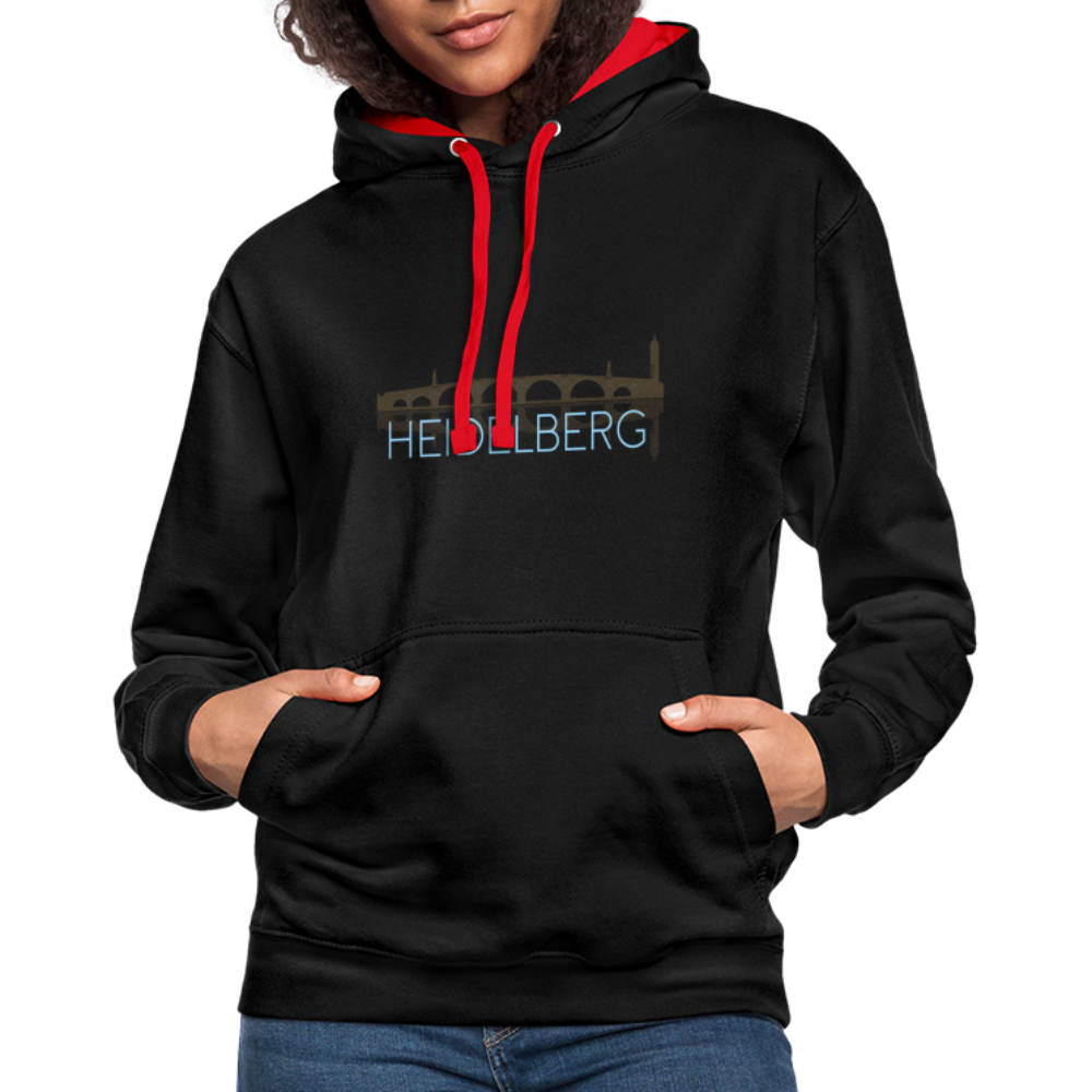 UNISEX HOODIE  - ALTE BRÜCKE HEIDELBERG DARK - Schwarz/Rot