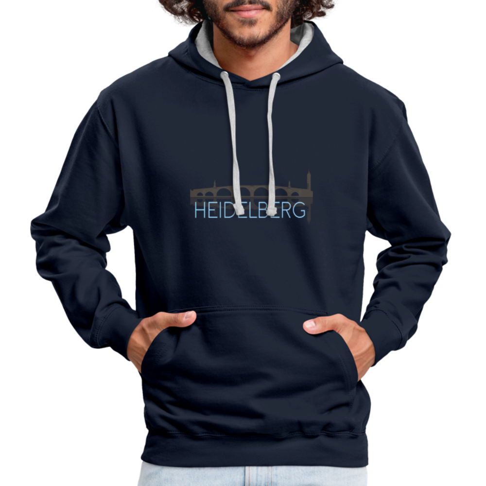 UNISEX HOODIE  - ALTE BRÜCKE HEIDELBERG DARK - Navy/Grau meliert