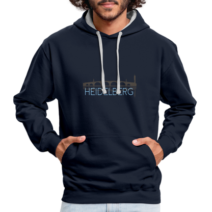 UNISEX HOODIE  - ALTE BRÜCKE HEIDELBERG DARK - Navy/Grau meliert