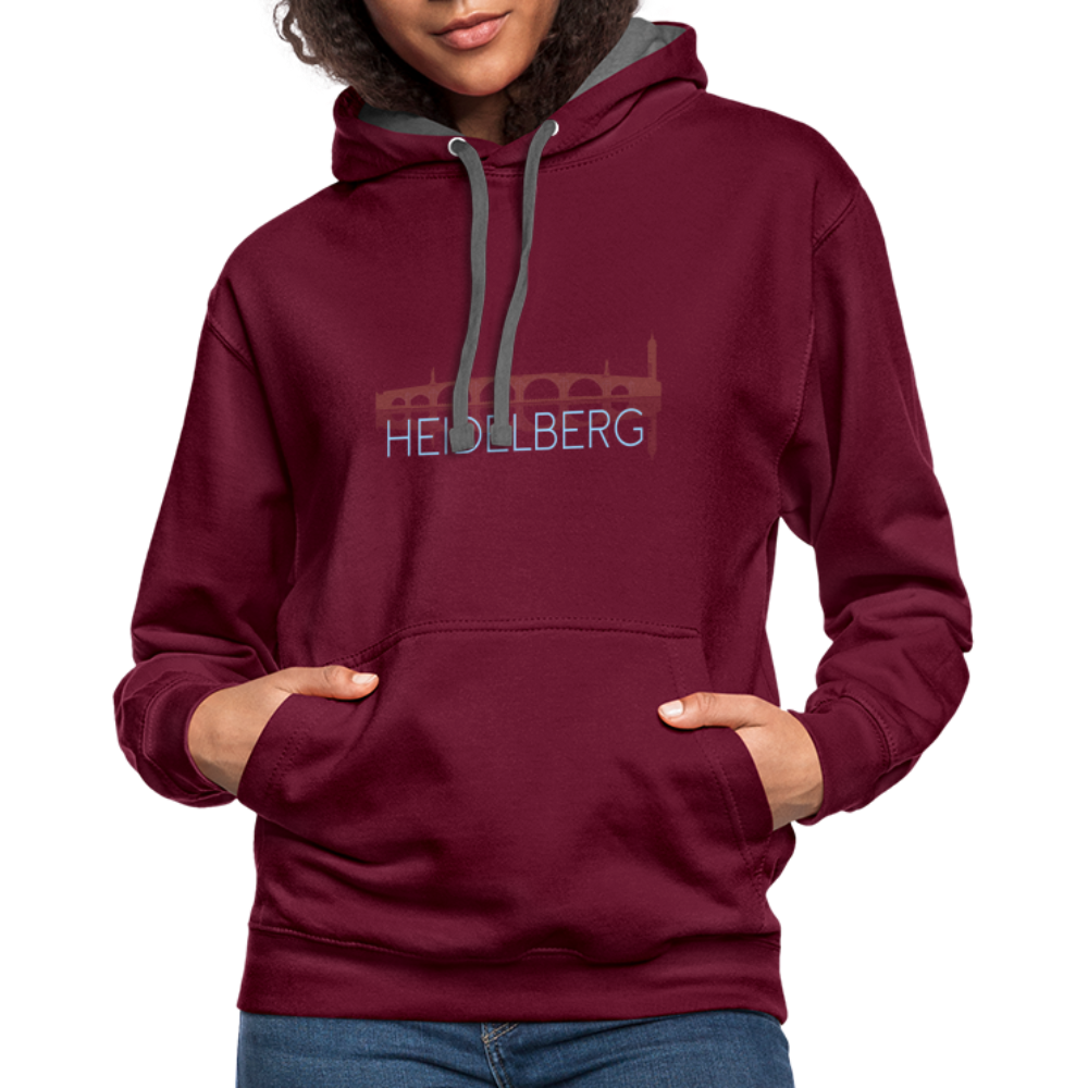 UNISEX HOODIE  - ALTE BRÜCKE HEIDELBERG DARK - Weinrot/Anthrazit