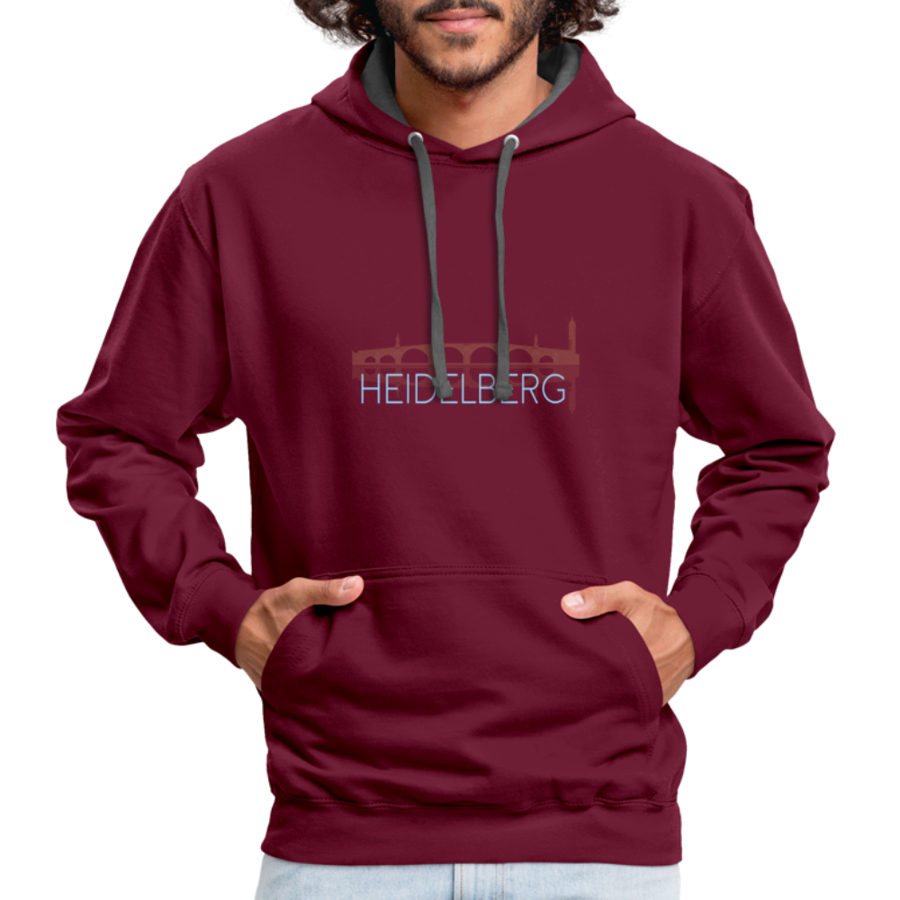 UNISEX HOODIE  - ALTE BRÜCKE HEIDELBERG DARK - Weinrot/Anthrazit