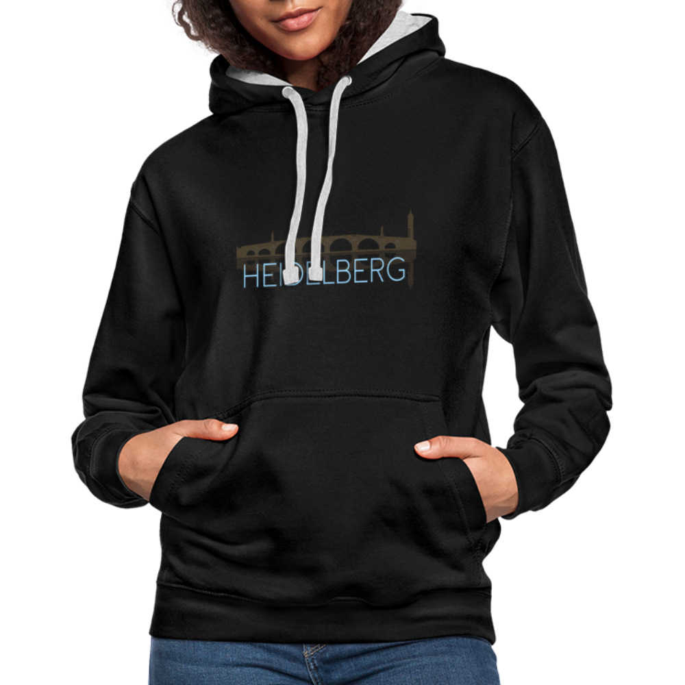UNISEX HOODIE  - ALTE BRÜCKE HEIDELBERG DARK - Schwarz/Grau meliert