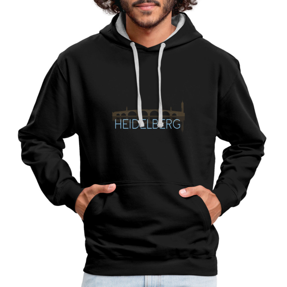 UNISEX HOODIE  - ALTE BRÜCKE HEIDELBERG DARK - Schwarz/Grau meliert