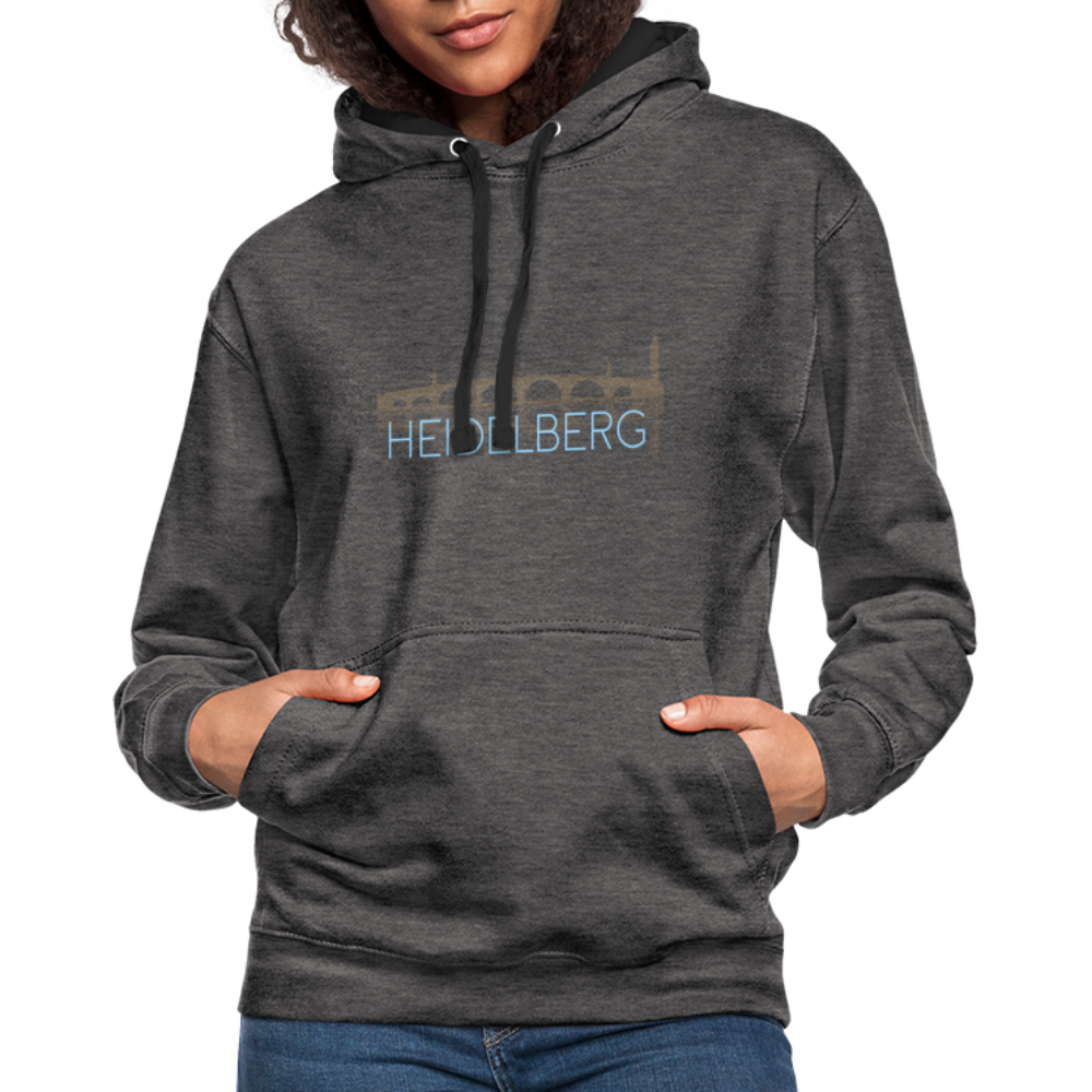 UNISEX HOODIE  - ALTE BRÜCKE HEIDELBERG DARK - Anthrazit/Schwarz
